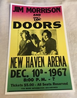 Jim Morrison & The Doors - Concert Poster - Haven Arena - 12/10/67 - Rare