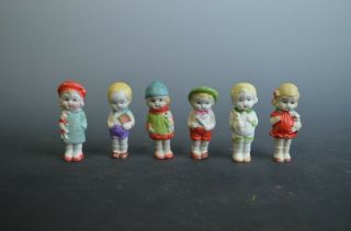 6 Vintage Made In Japan Bisque Boy And Girl Dolls / Figurines Made In Japan