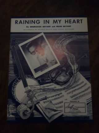 " Raining In My Heart " Sheet Music - 1959 - Rare -