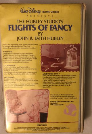 The Hubley Studio ' s Flights of Fancy John & Faith Hubley VHS RARE Walt Disney 2