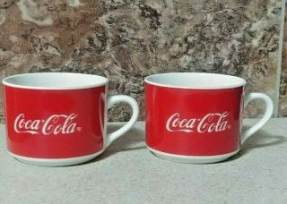 Set Of 2 Coca - Cola Vintage 1997 Coffee Mugs Houseware Coke Rare Gibson Ceramic