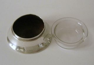 An Antique Sterling Silver & Glass Inkwell Birmingham 1920 3