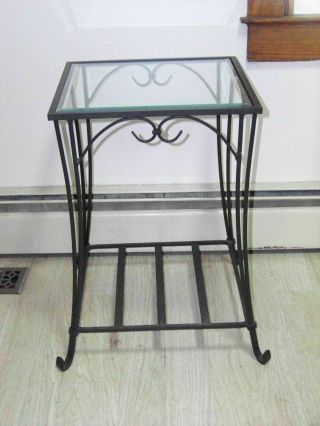 Longaberger Wrought Iron Side/end Table W/ Beveled Glass Top Rare
