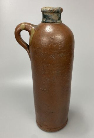 Antique Stoneware Brown Tall Bottle Jar 19th Century Salt Glaze " Cusenier " ? 34
