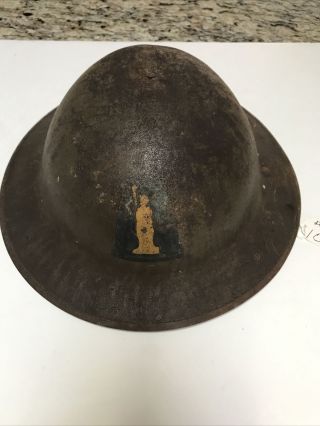 Rare Us Ww I 77th Division Brodie Style Helmet In