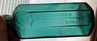 Antique Teal Blue Green Rumford Chemical 8 - Sided Bottle
