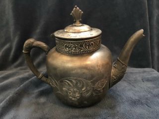 Antique C B Barker Mfg Co Tea Pot Quadruple Silver Plate Pattern 358