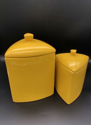 Buffalo China Lemon Drop,  Rare Mid Century Modern Look,  Ceramic Canisters