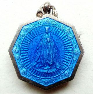 Antique Silver & Enamel Medal Pendant To Notre Dame Of Rocamadour