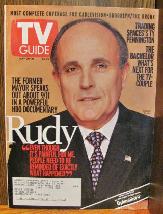 Large Tv Guide May 25 - 31 2002 Rudy Giulini 9/11 Rare