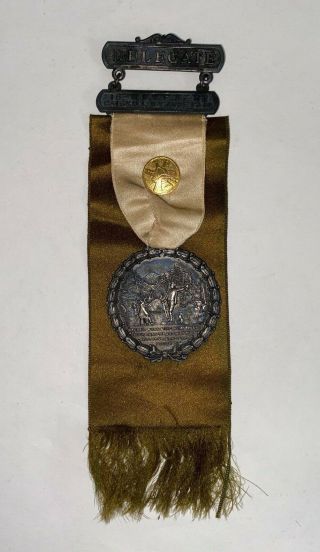 Antique Hudson Valley Volunteer Firemen Delegate Ribbon Medal1902 Pin Aa N652 Pa
