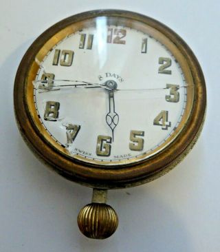 Antique Brevet 33236 Swiss Made Hand Winding 8 Days Travel Clock