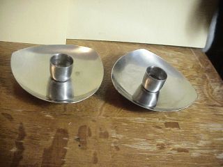 Danish Modern Stainless Steel Candle Holders Mid - Century Modernism