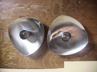 DANISH MODERN Stainless Steel CANDLE HOLDERS Mid - Century Modernism 2