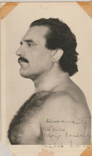 Signed Baron Michele Leone Vintage Wrestling Photo 5 X 8