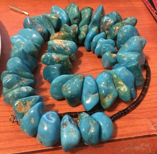 Rare Authentic Navajo Native American Turquoise Nugget Necklace 417.  5 Grams