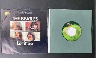 Rare Usa 1970 The Beatles Let It Be Vinyl & Picture Sleeve West Coast Apple