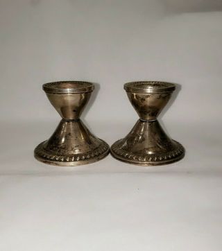 Sterling Silver Weighted Candlesticks Candle Holders 2 " Duchin