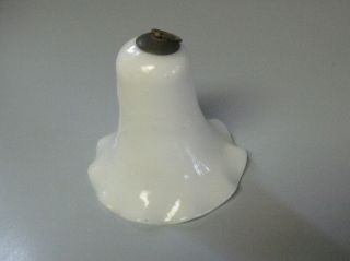 Great Antique Oil Lamp Small Milk Glass 3 1/2 " Smoke Bell,  Ruffled Edge