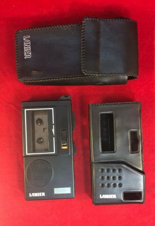 Vintage Rare Lanier P - 134 Micro Cassette Recorder W/original Leather Case.