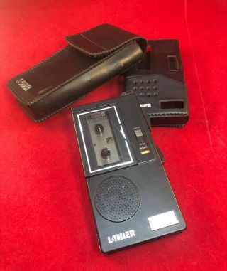 Vintage RARE Lanier P - 134 Micro Cassette Recorder w/ORIGINAL leather case. 2