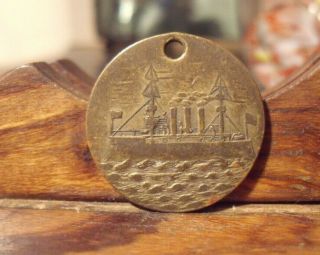 Rare: 1898 Spanish American War Remember The Maine Battle Ship Medallion