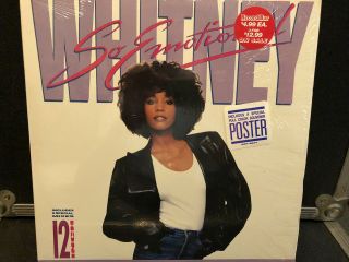 Whitney Houston 12” So Emotional Vg,  Shrink - Rare Poster