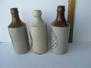 antique pottery bottles ginger beers two lee&green&whiteheads with iron cross 2