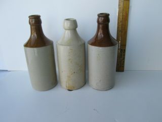 antique pottery bottles ginger beers two lee&green&whiteheads with iron cross 3