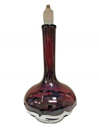 Farber Brothers Art Deco Amethyst Glass Decanter Chrome Overlay Antique