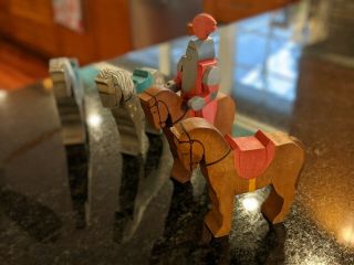 RARE Waldorf 4 Wooden Horses & 1 Knight by KINDERKRAM 2