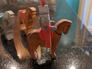 RARE Waldorf 4 Wooden Horses & 1 Knight by KINDERKRAM 6