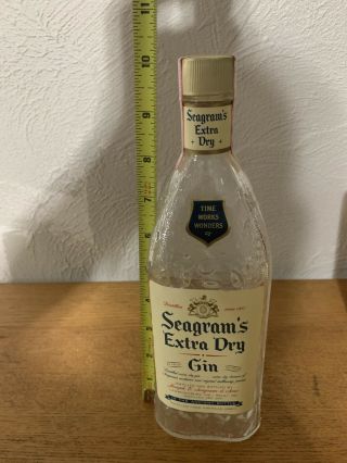 Vintage 1960’s Seagrams Extra Dry Gin Rare Display Bottle Label Empty