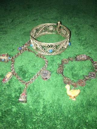 Three Antique Chinese Export Silver Bracelets