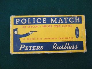 Vintage Rare Peters 38 Special Police Match Shell Bullet Box Empty
