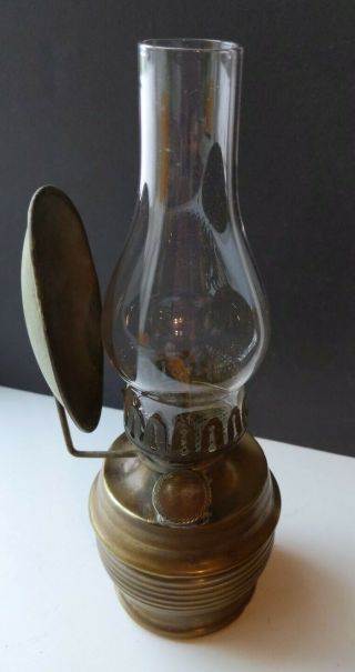 ANTIQUE BRASS OIL LAMP w/reflector marked WGB Co 