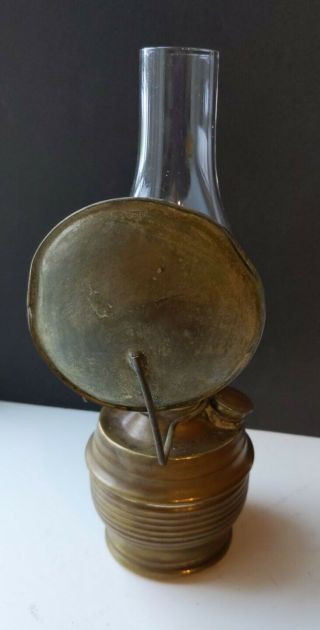 ANTIQUE BRASS OIL LAMP w/reflector marked WGB Co 