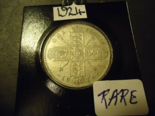 1924 English One Florin Rare Coin.  500 Silver S & H,  C/s