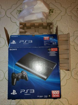 Playstation 3 Ps3 Slim 500gb Black Console Box Only Rare No Ps3 System