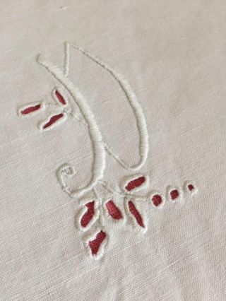 Lovely Antique French Linen Metis Embroidery Monogram 