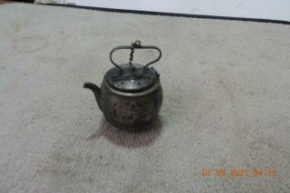 Antique Webster Sterling Silver Teapot Tea Kettle Strainer Infuser Chain