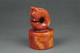 One Fine Chinese Ancient Hongshan Culture Hetian Jade Carving Jade Dragon Seal