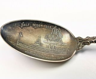 Vintage Sterling Silver Souvenir Spoon " Half Moon 1609 " Hendrick Hudson 22.  8 Gm