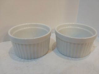 H.  I.  C.  Rare Mini Porcelain Ramekin White Custard Souffle Baking Dishes Set 2