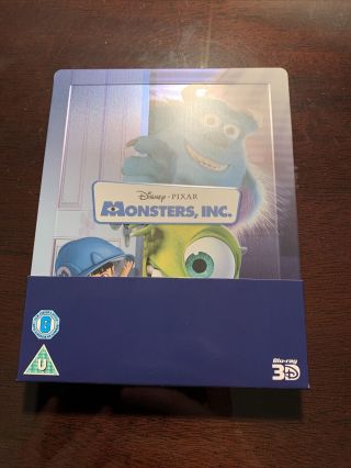 Monsters Inc 3d Blu - Ray Steelbook Uk Exclusive Disney Pixar 2 - Disc 1st Ed.  Rare
