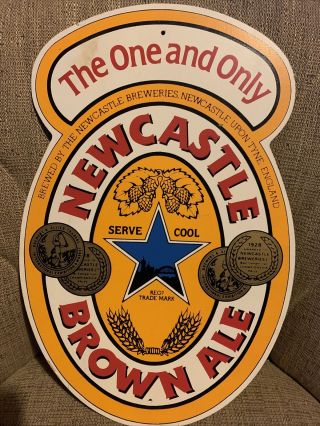 Vintage Newcastle Brown Ale: The One And Only Fiberboard Beer Single Sign Rare