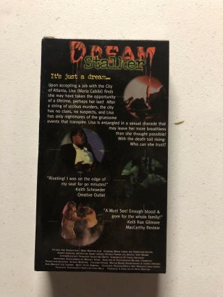 Dream Stalker VHS Rare Horror 90s Regional SOV Slasher Obscure Htf 2