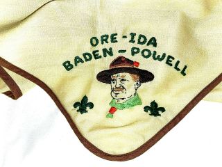 Ore Ida Baden Powell Hand Embroidered Neckerchief Boy Scouts Bsa Rare