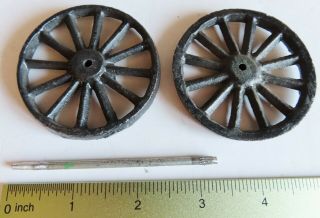 Cast Iron Spoked Wheels & Axle For Antique Toy 2 1/2 " Diameter