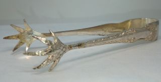 Vintage Silver Plated Eagle Or Bird Claw Patterned Sugar Tongs